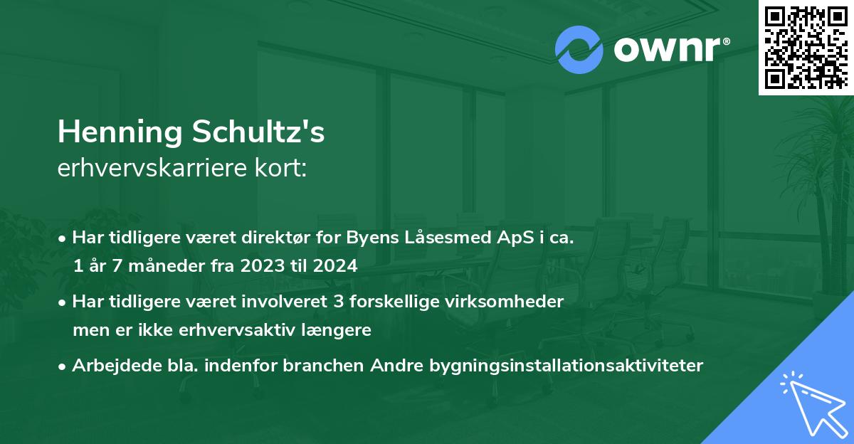 Henning Schultz's erhvervskarriere kort