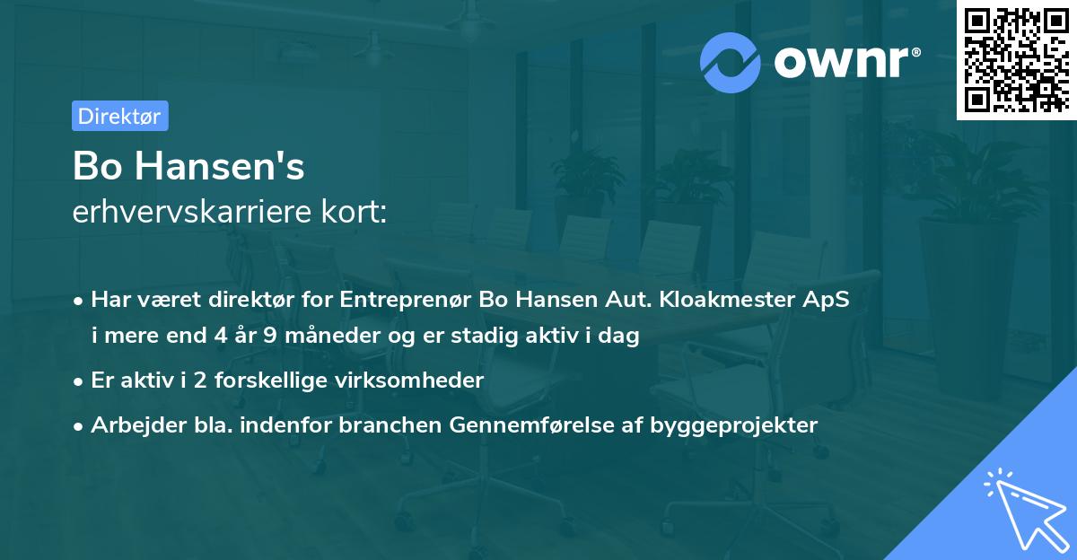 Bo Hansen's erhvervskarriere kort