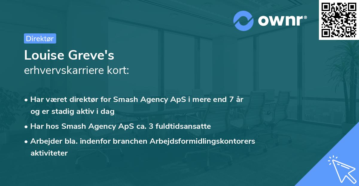 Louise Greve's erhvervskarriere kort