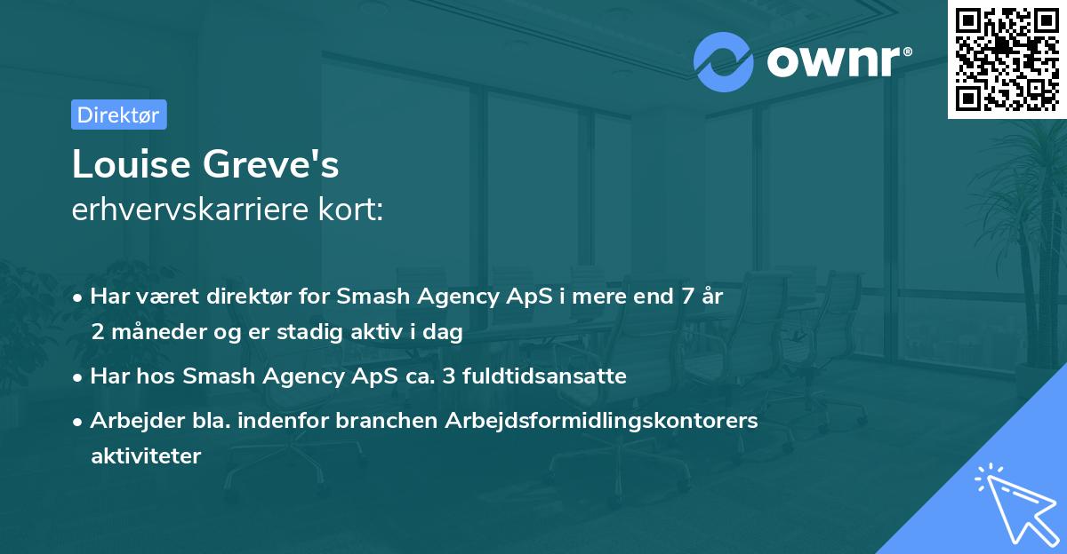 Louise Greve's erhvervskarriere kort