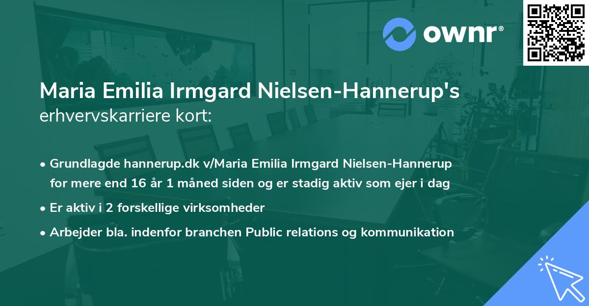 Maria Emilia Irmgard Nielsen-Hannerup's erhvervskarriere kort