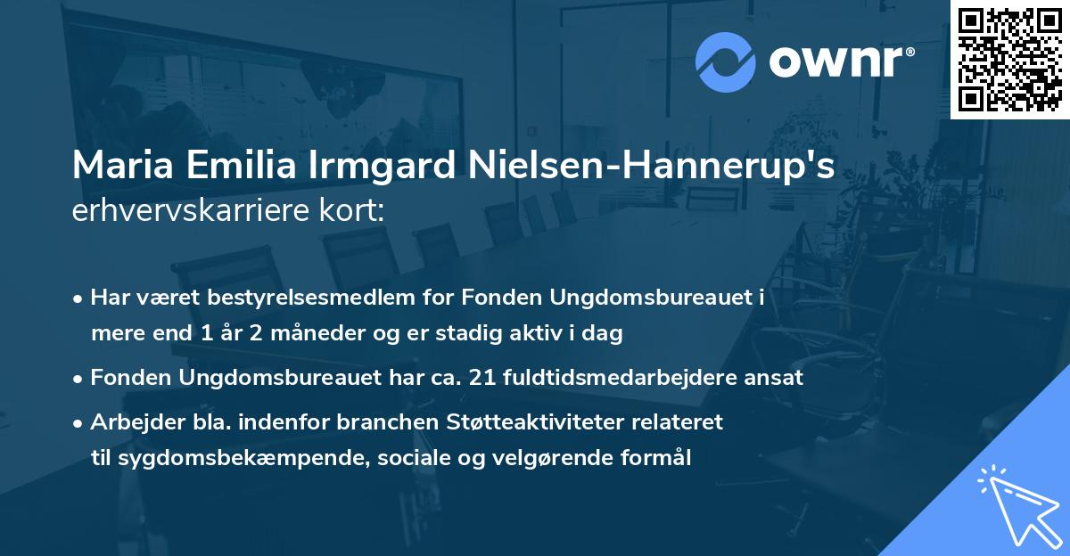 Maria Emilia Irmgard Nielsen-Hannerup's erhvervskarriere kort