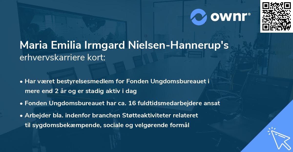 Maria Emilia Irmgard Nielsen-Hannerup's erhvervskarriere kort