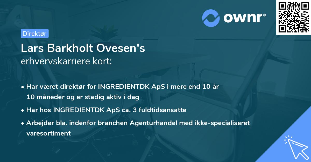 Lars Barkholt Ovesen's erhvervskarriere kort
