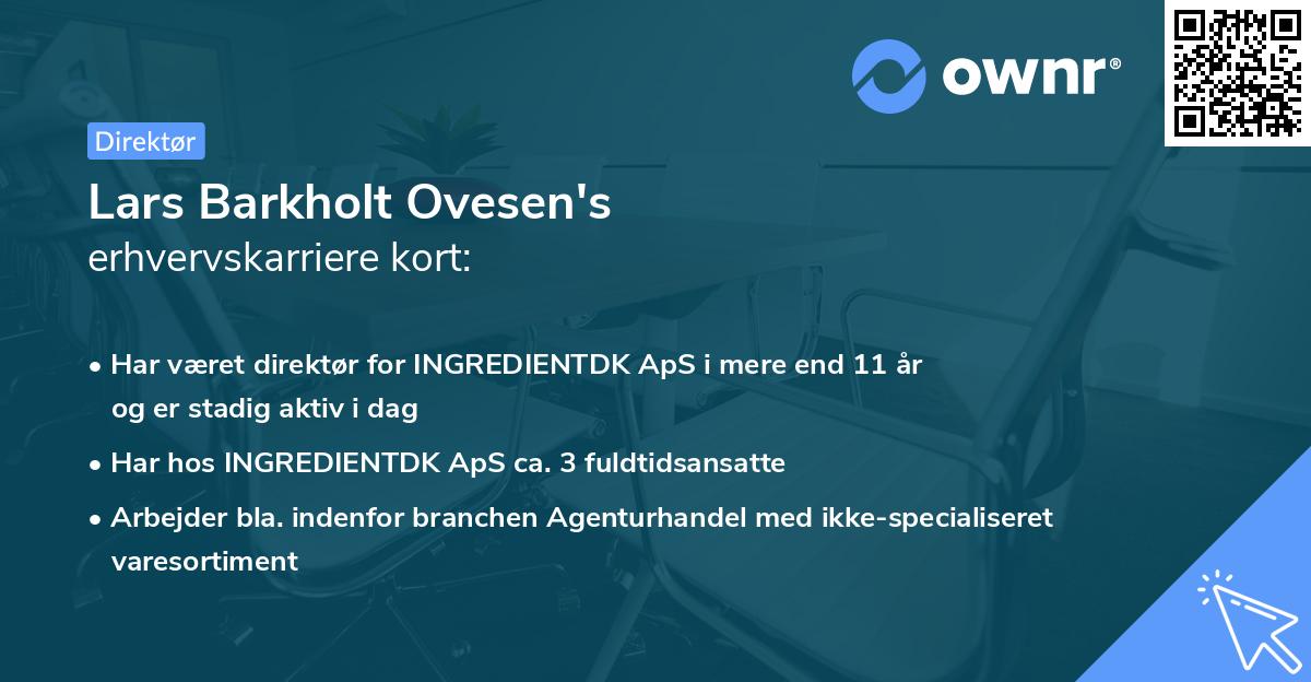 Lars Barkholt Ovesen's erhvervskarriere kort
