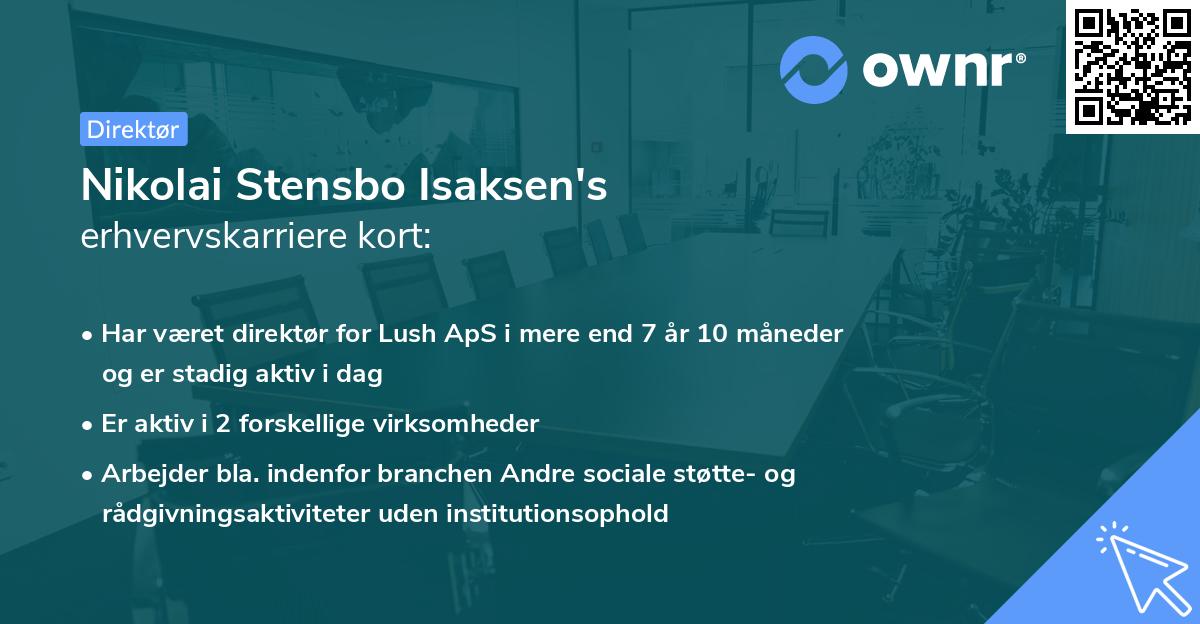 Nikolai Stensbo Isaksen's erhvervskarriere kort