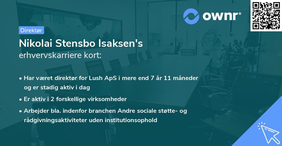 Nikolai Stensbo Isaksen's erhvervskarriere kort