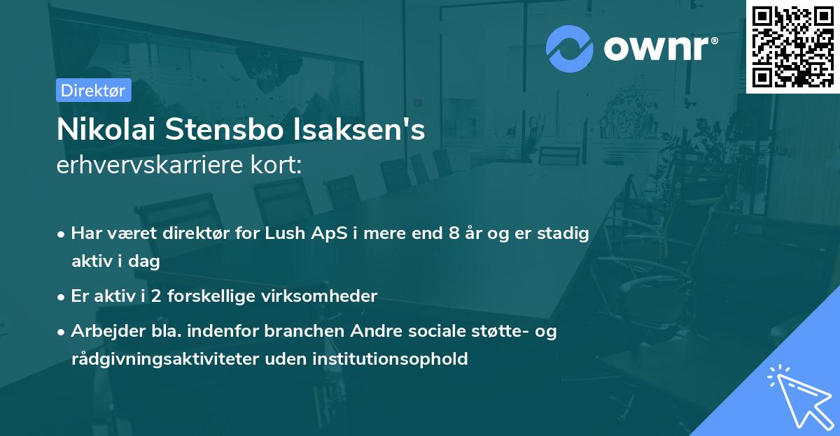 Nikolai Stensbo Isaksen's erhvervskarriere kort