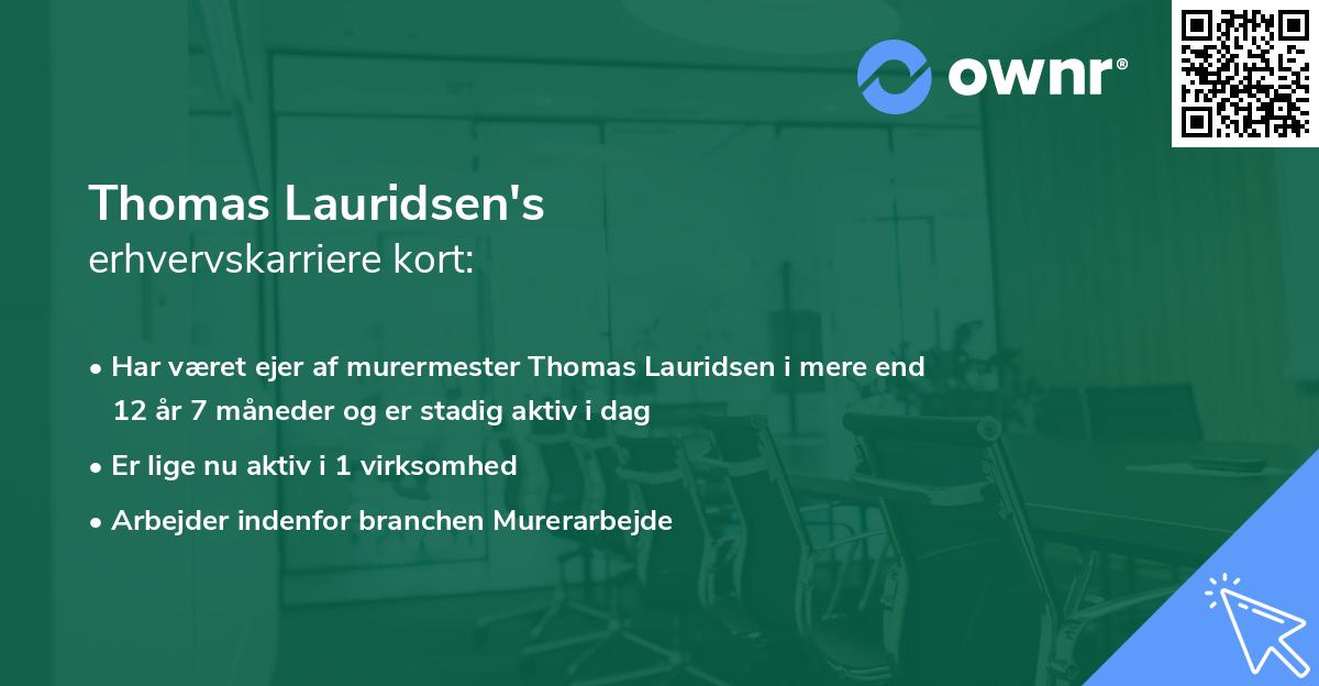 Thomas Lauridsen's erhvervskarriere kort