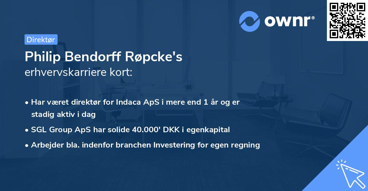 Philip Bendorff Røpcke's erhvervskarriere kort