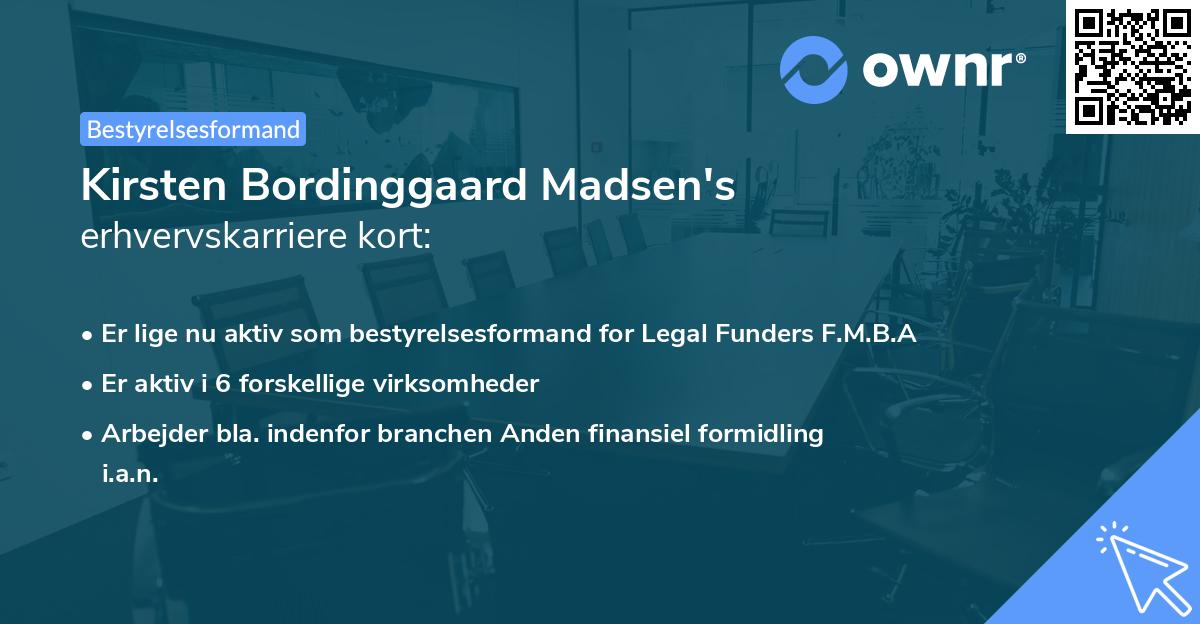 Kirsten Bordinggaard Madsen's erhvervskarriere kort