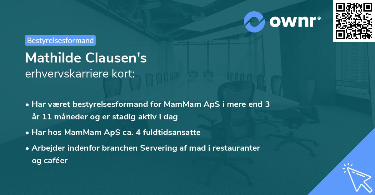 Mathilde Clausen's erhvervskarriere kort