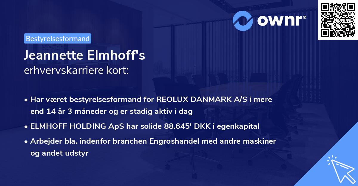 Jeannette Elmhoff's erhvervskarriere kort