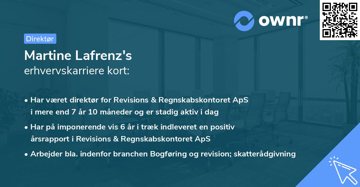 Martine Lafrenz's erhvervskarriere kort