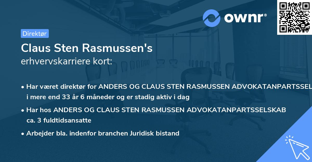 Claus Sten Rasmussen's erhvervskarriere kort