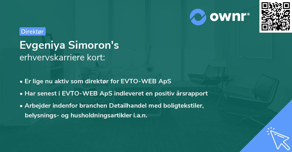 Evgeniya Simoron's erhvervskarriere kort
