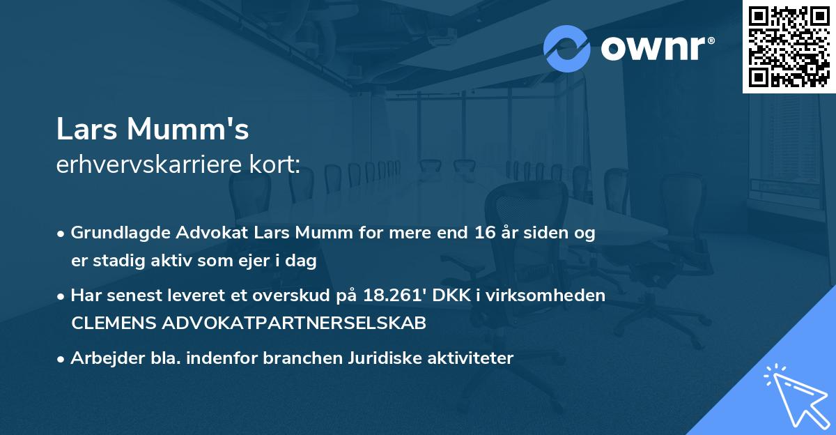 Lars Mumm's erhvervskarriere kort