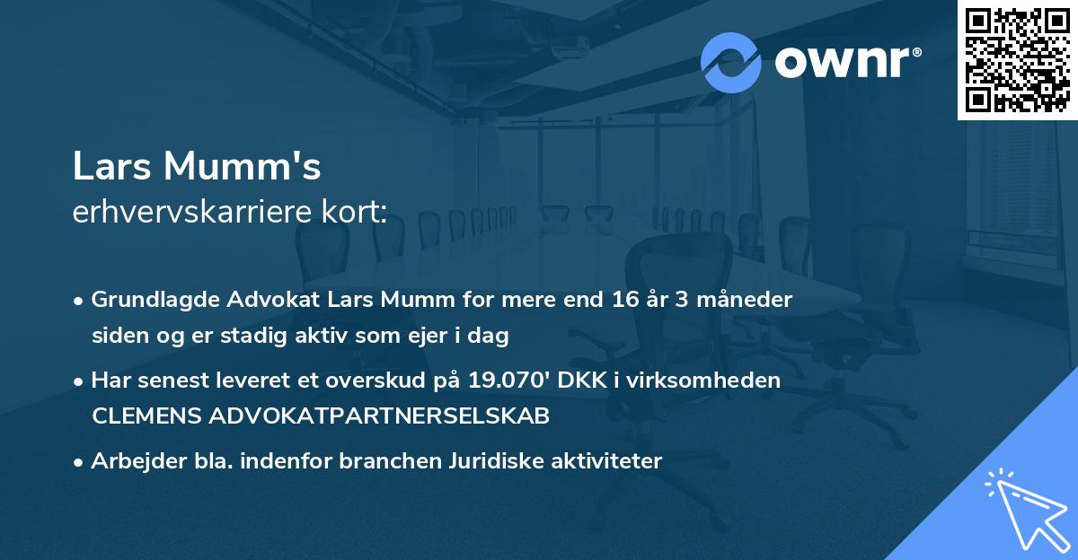 Lars Mumm's erhvervskarriere kort