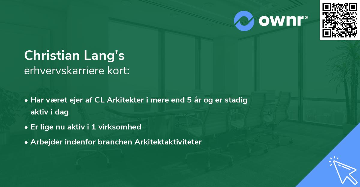 Christian Lang's erhvervskarriere kort