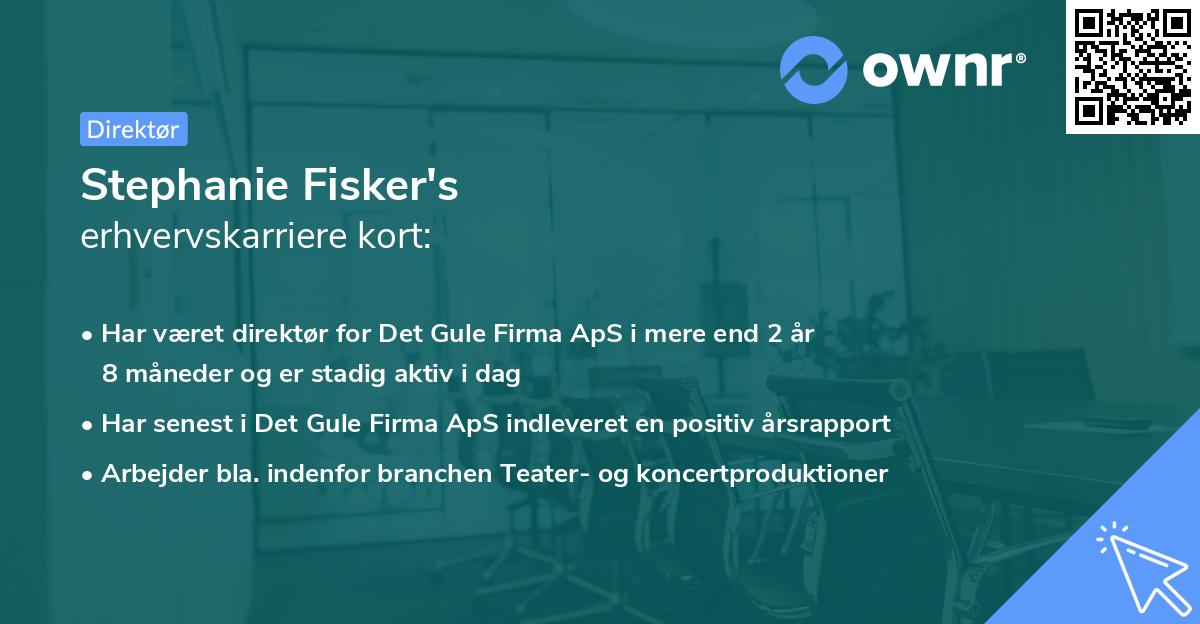 Stephanie Fisker's erhvervskarriere kort