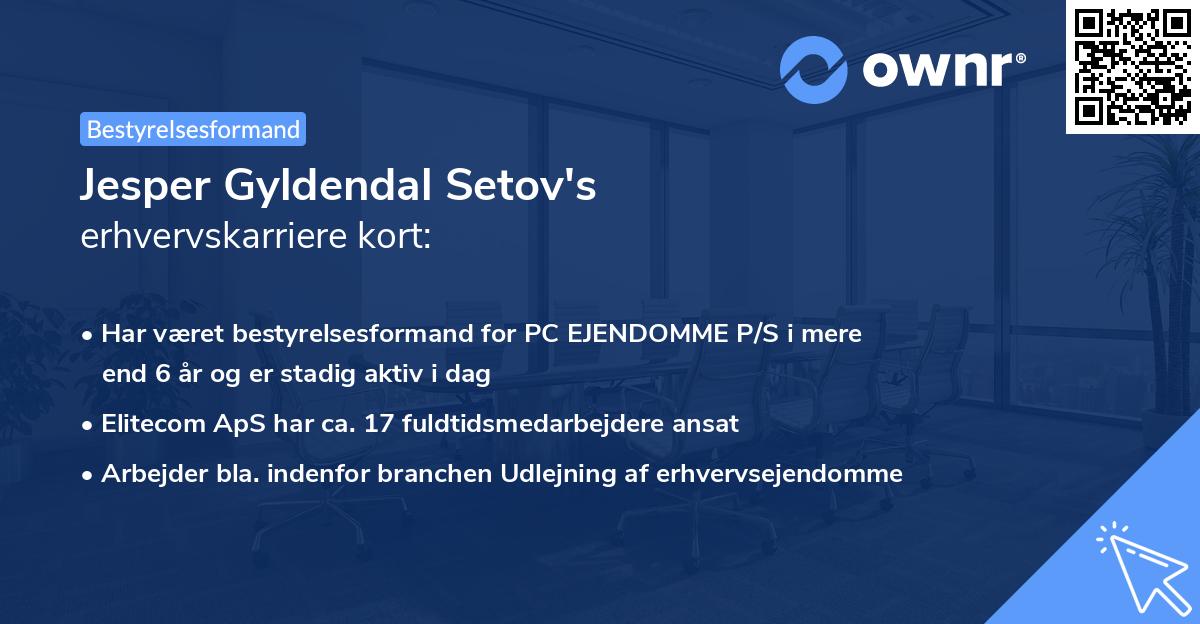 Jesper Gyldendal Setov's erhvervskarriere kort