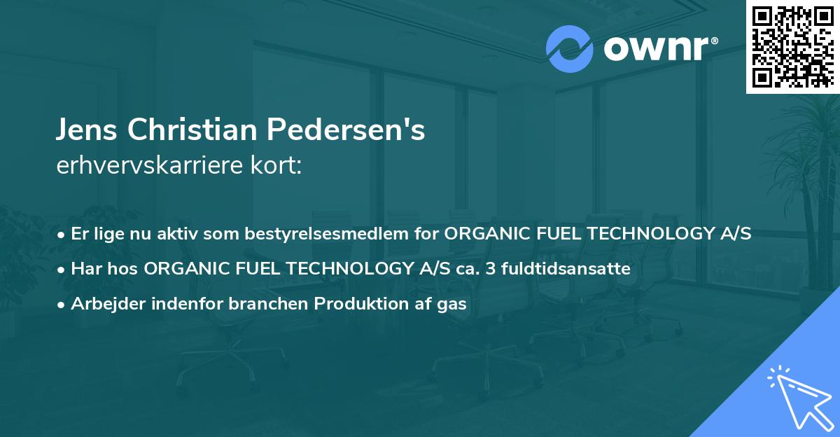 Jens Christian Pedersen's erhvervskarriere kort