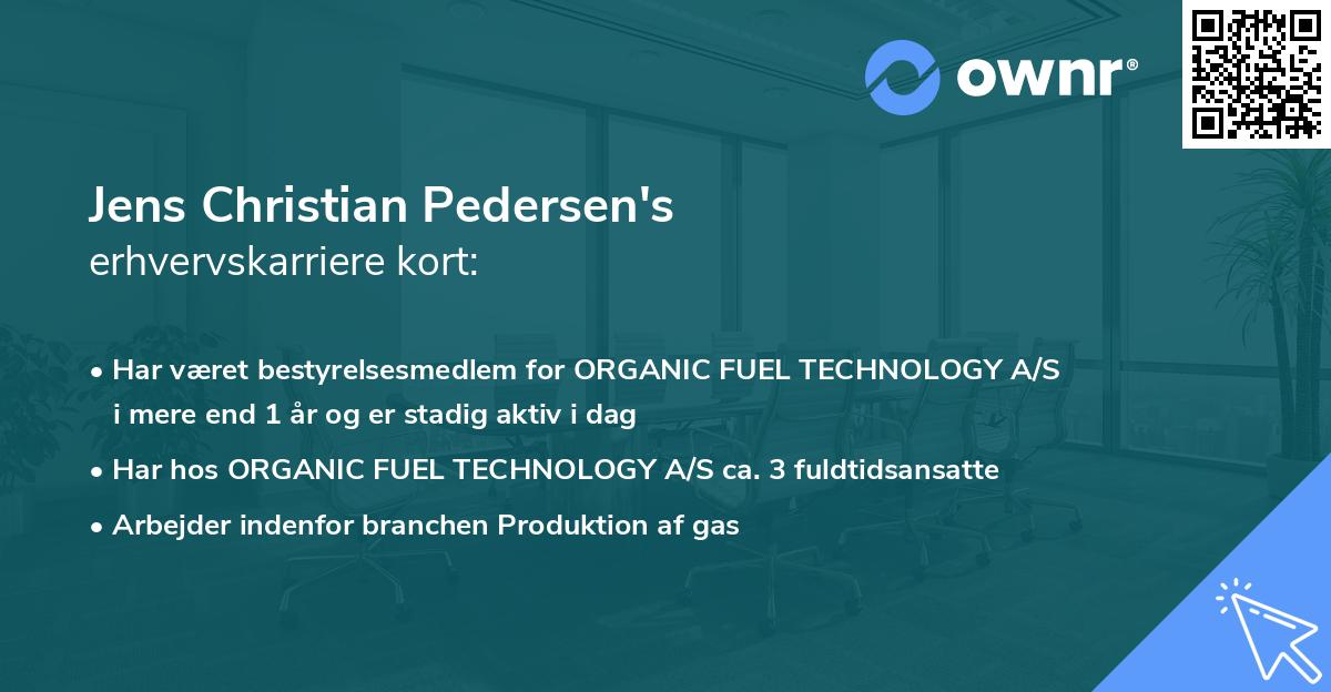 Jens Christian Pedersen's erhvervskarriere kort