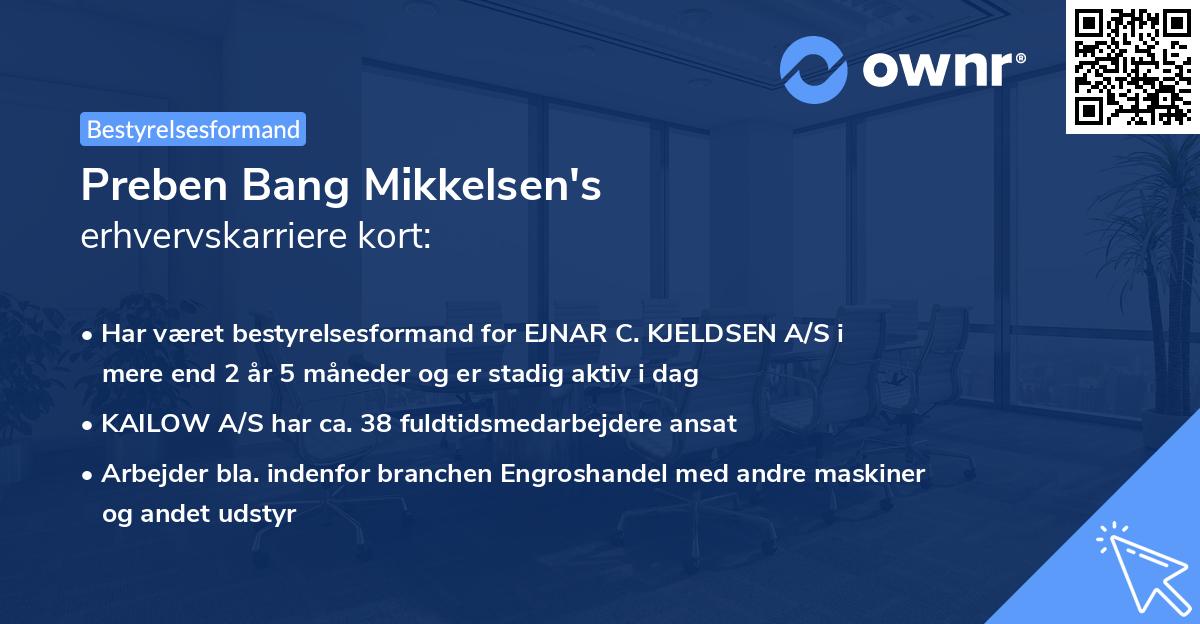 Preben Bang Mikkelsen's erhvervskarriere kort