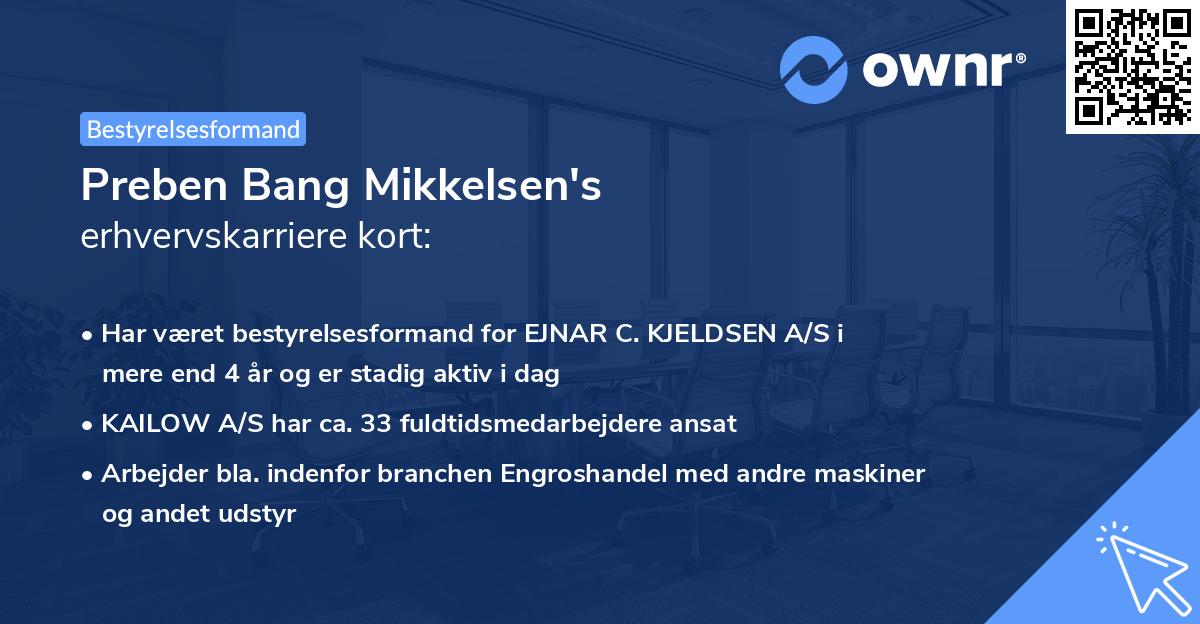 Preben Bang Mikkelsen's erhvervskarriere kort