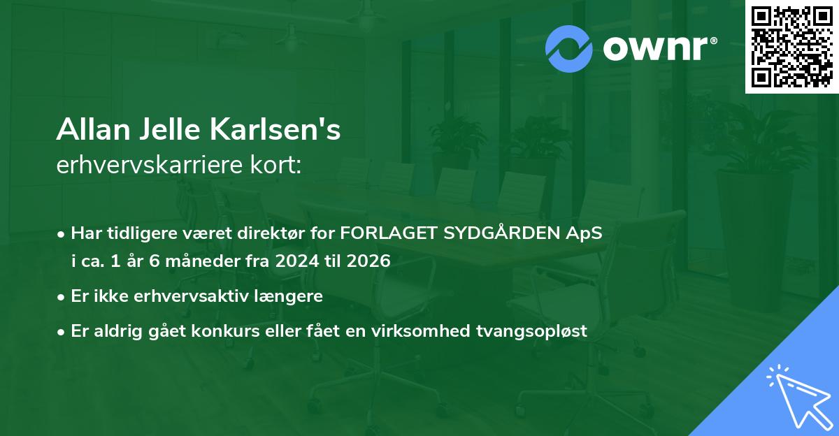 Allan Jelle Karlsen's erhvervskarriere kort