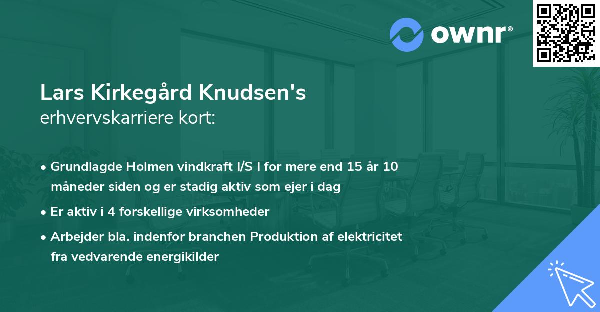 Lars Kirkegård Knudsen's erhvervskarriere kort