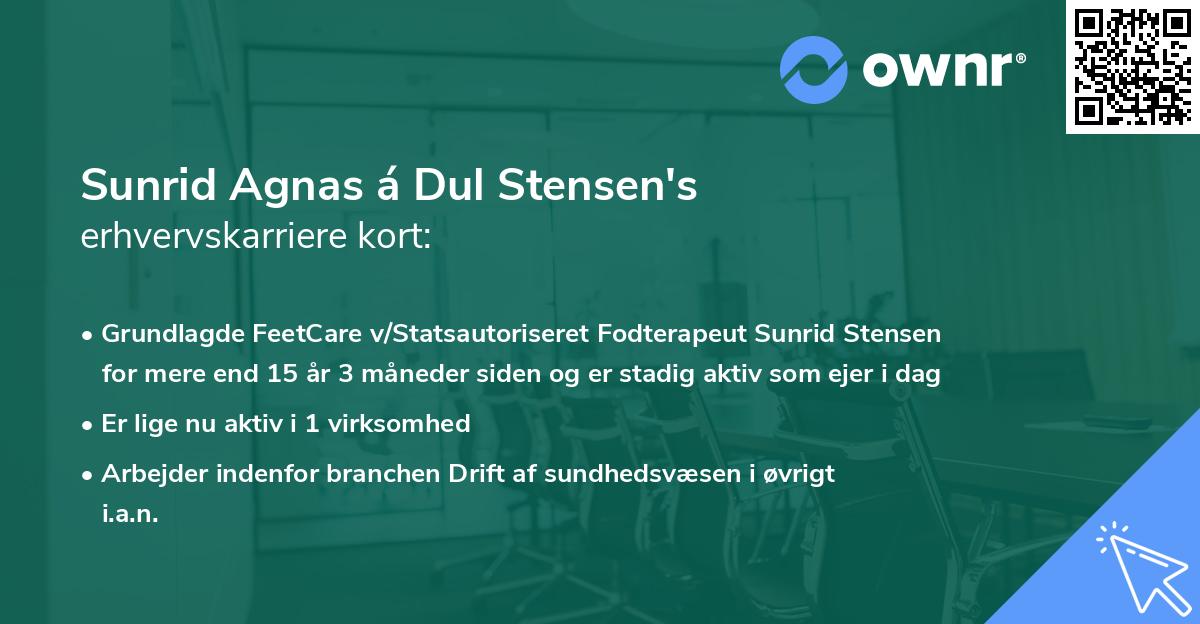Sunrid Agnas á Dul Stensen's erhvervskarriere kort