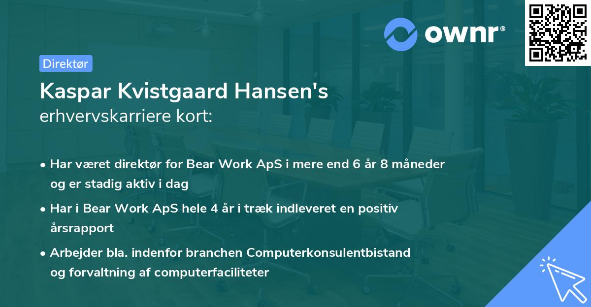 Kaspar Kvistgaard Hansen's erhvervskarriere kort
