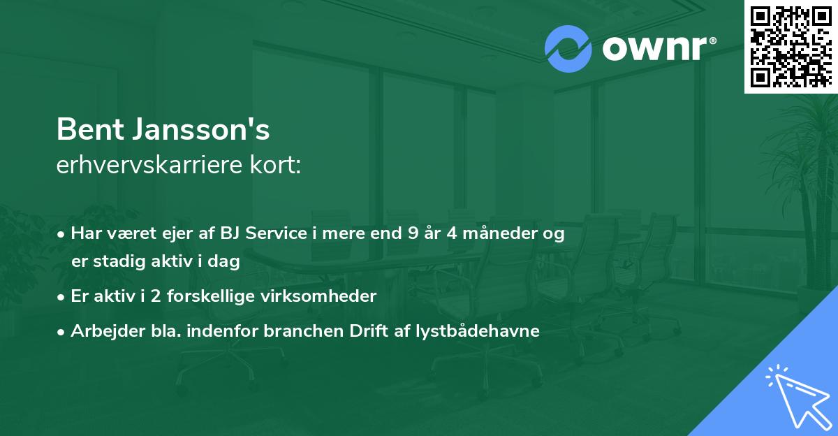 Bent Jansson's erhvervskarriere kort