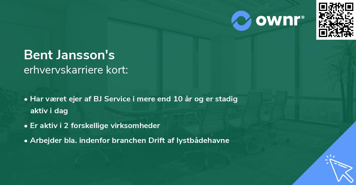 Bent Jansson's erhvervskarriere kort