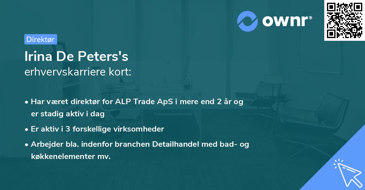 Irina De Peters's erhvervskarriere kort