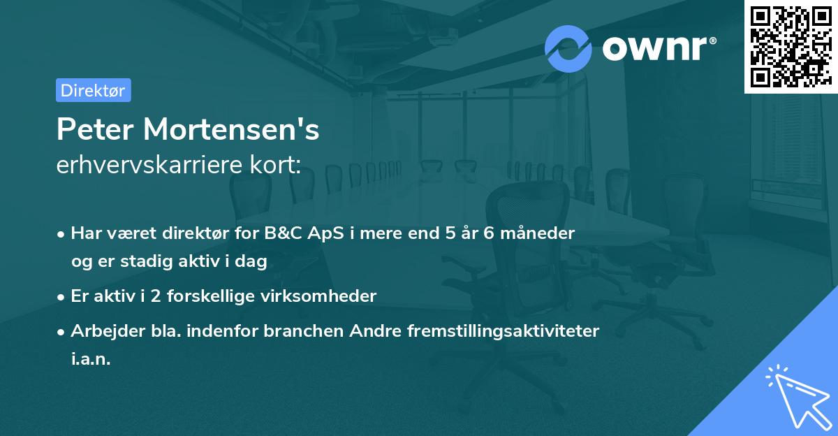 Peter Mortensen's erhvervskarriere kort