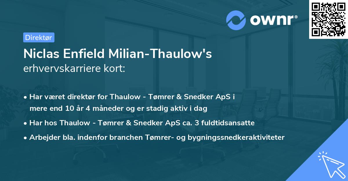 Niclas Enfield Milian-Thaulow's erhvervskarriere kort