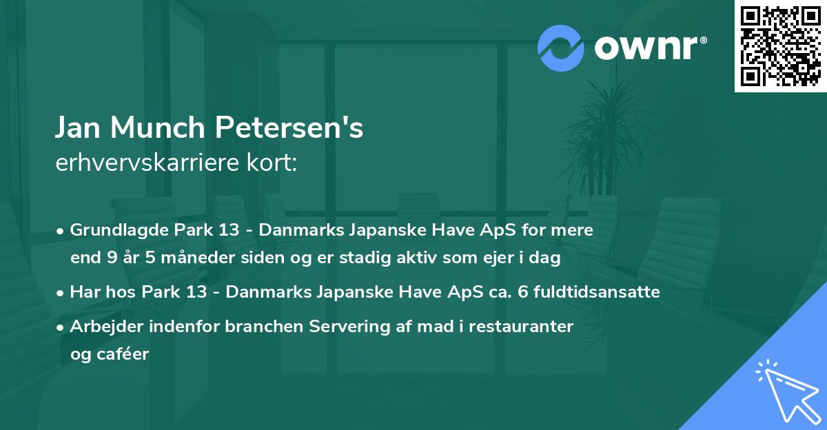 Jan Munch Petersen's erhvervskarriere kort
