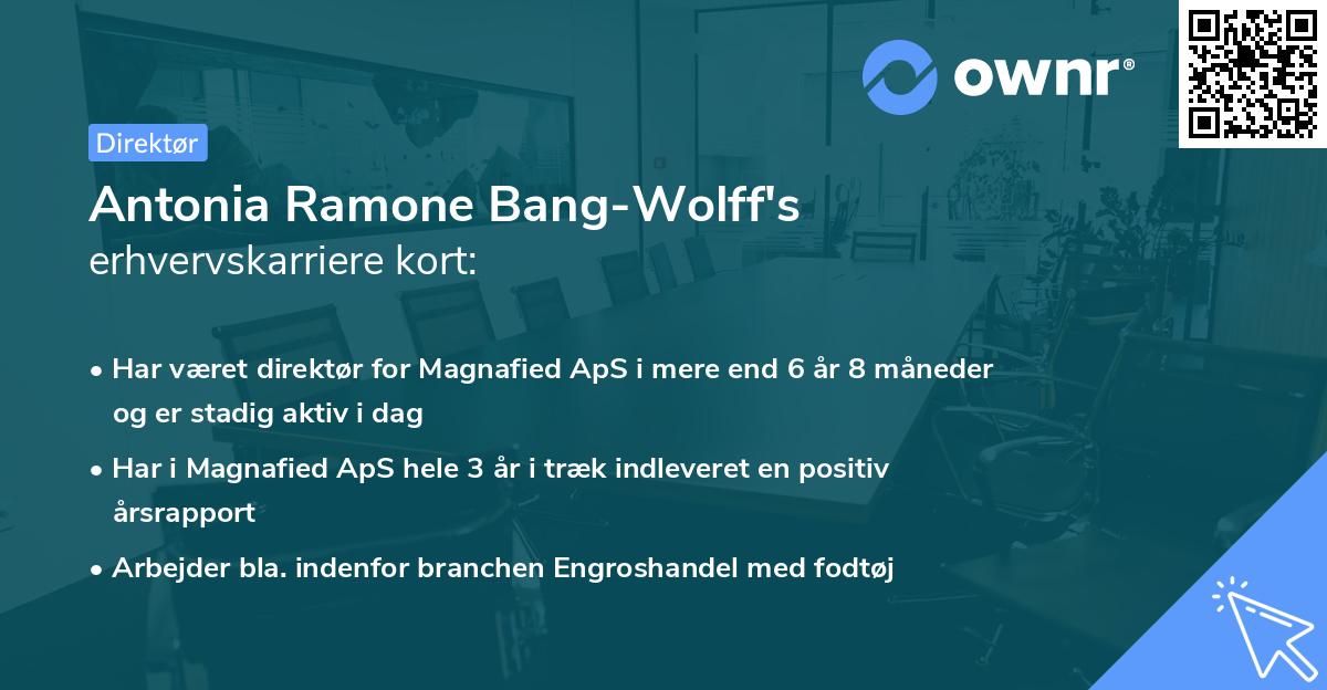 Antonia Ramone Bang-Wolff's erhvervskarriere kort