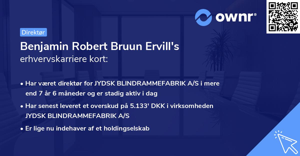 Benjamin Robert Bruun Ervill's erhvervskarriere kort