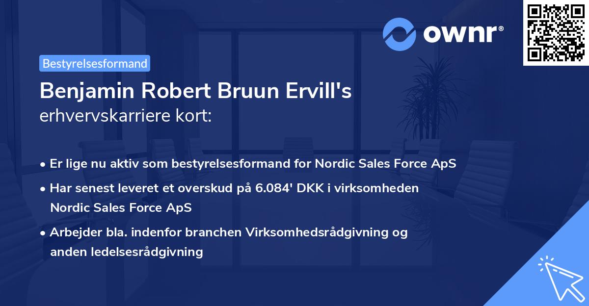 Benjamin Robert Bruun Ervill's erhvervskarriere kort