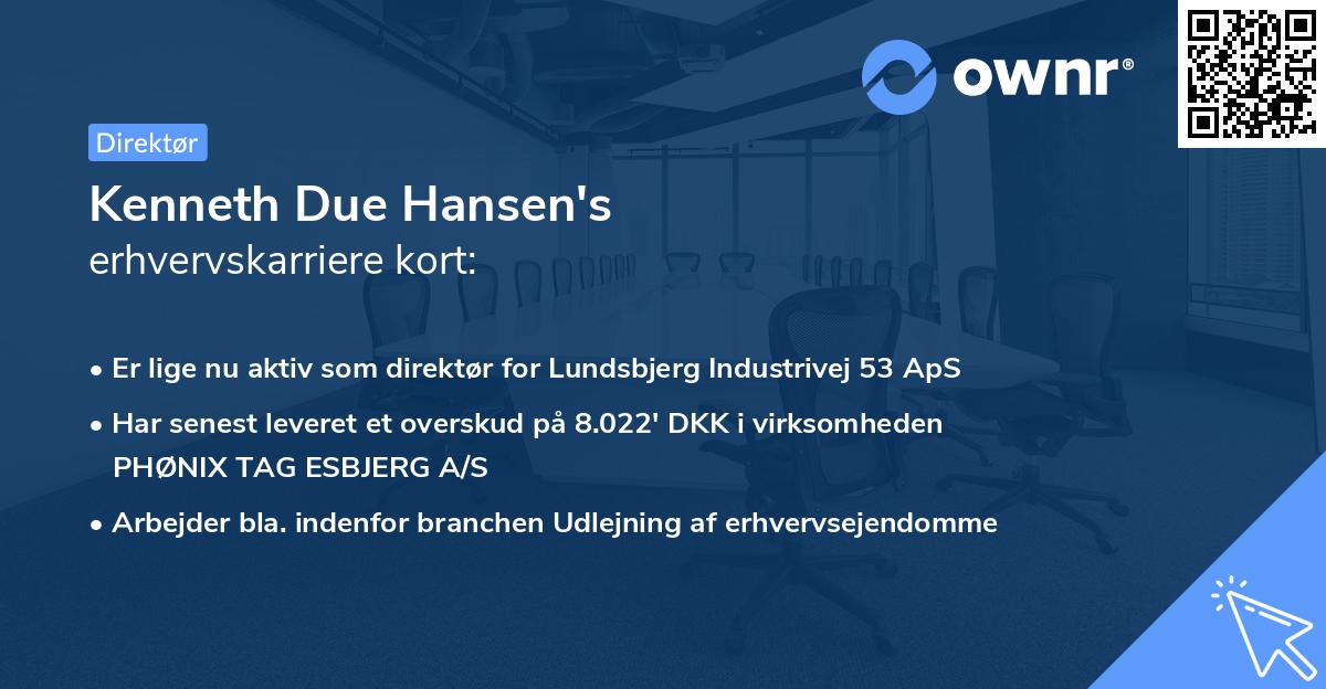 Kenneth Due Hansen's erhvervskarriere kort