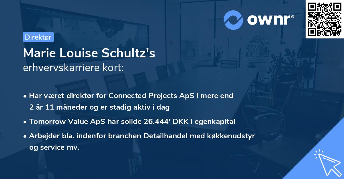 Marie Louise Schultz's erhvervskarriere kort
