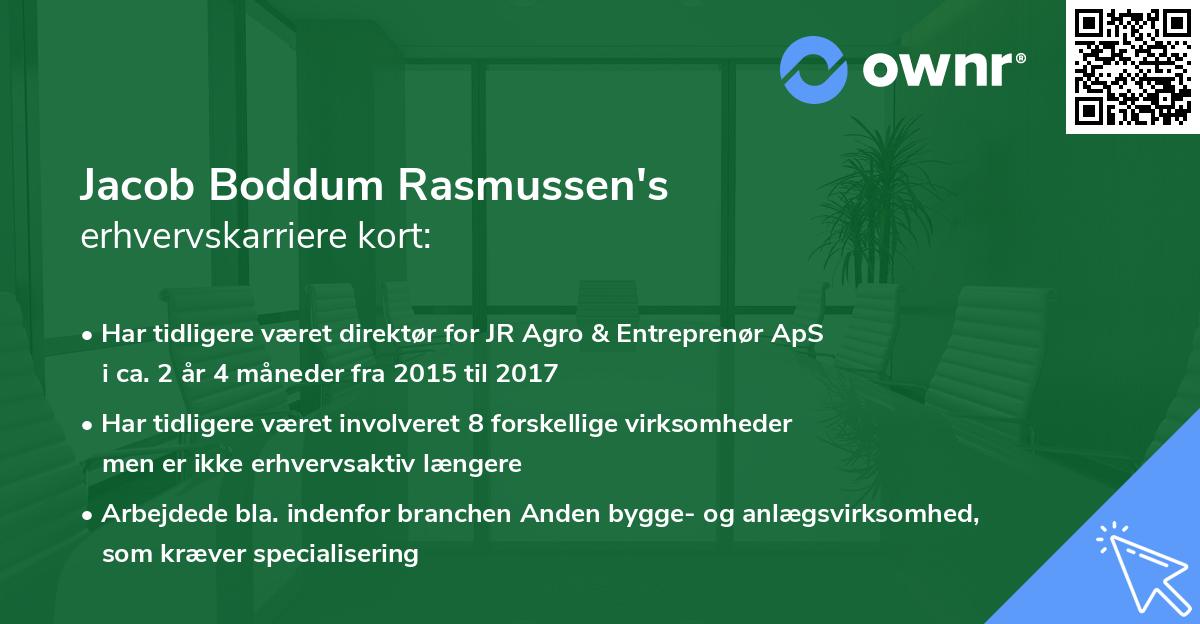 Jacob Boddum Rasmussen's erhvervskarriere kort