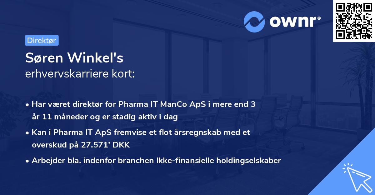 Søren Winkel's erhvervskarriere kort