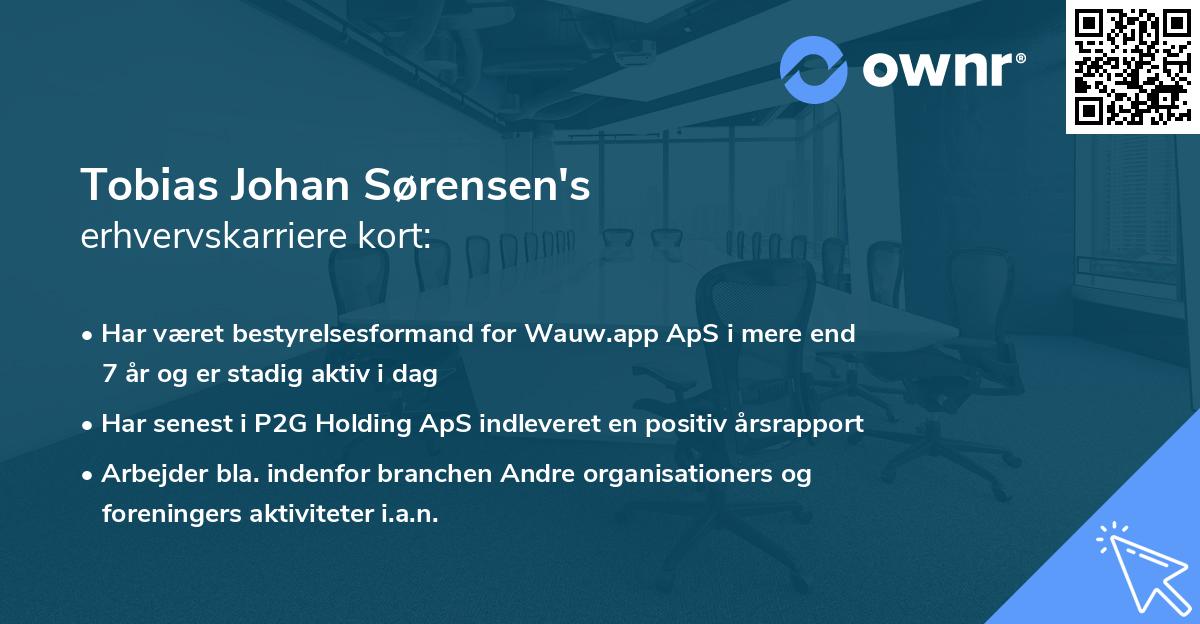 Tobias Johan Sørensen's erhvervskarriere kort