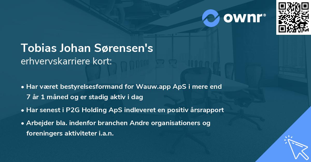 Tobias Johan Sørensen's erhvervskarriere kort