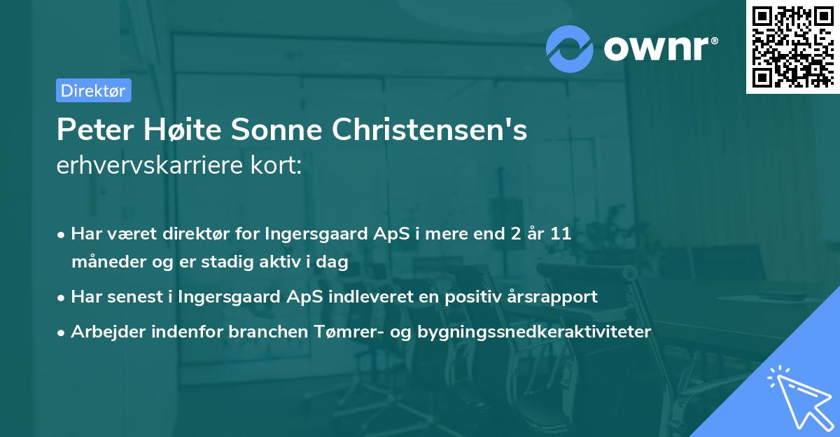 Peter Høite Sonne Christensen's erhvervskarriere kort