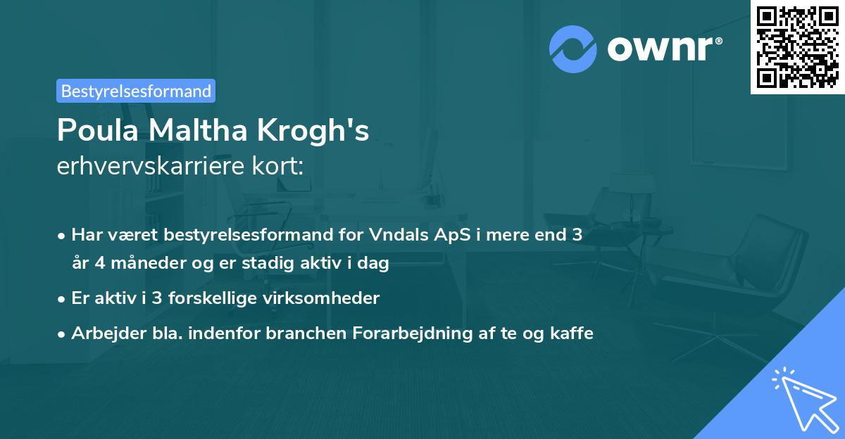 Poula Maltha Krogh's erhvervskarriere kort